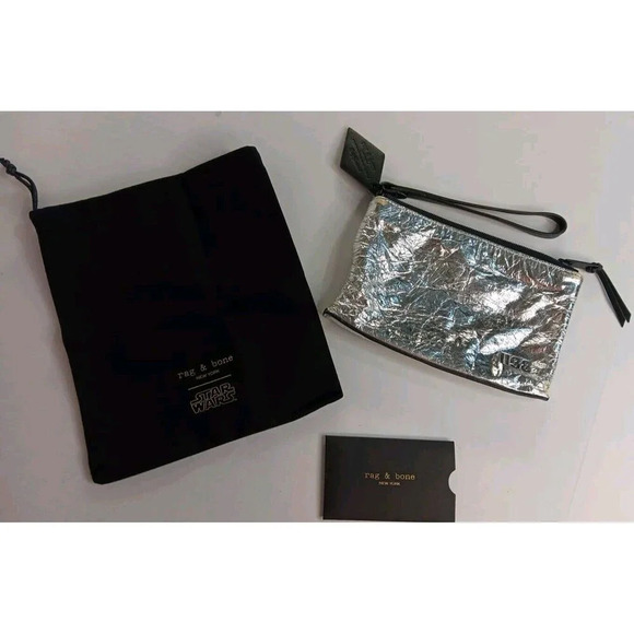 Rag & Bone Star Wars Silver Metallic Skywalker Wristlet Pouch & Dustbag Rare!! - Picture 1 of 16